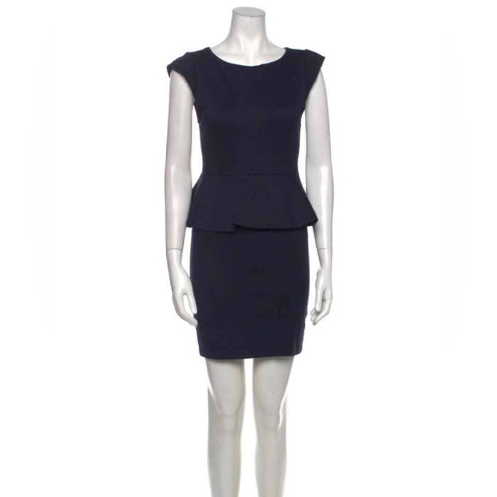 Alice + Olivia Dress Womens Size 6 Navy Scoop Neck Capped Sleeve Mini Sheath - Picture 3 of 7
